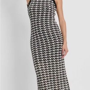 H&M Black and White Houndstooth Knit Maxi Dress